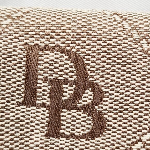 Dooney & Bourke BROWN LEATHER Logo Purse Bag Small Canvas Monogram Gold Used - Picture 11 of 16